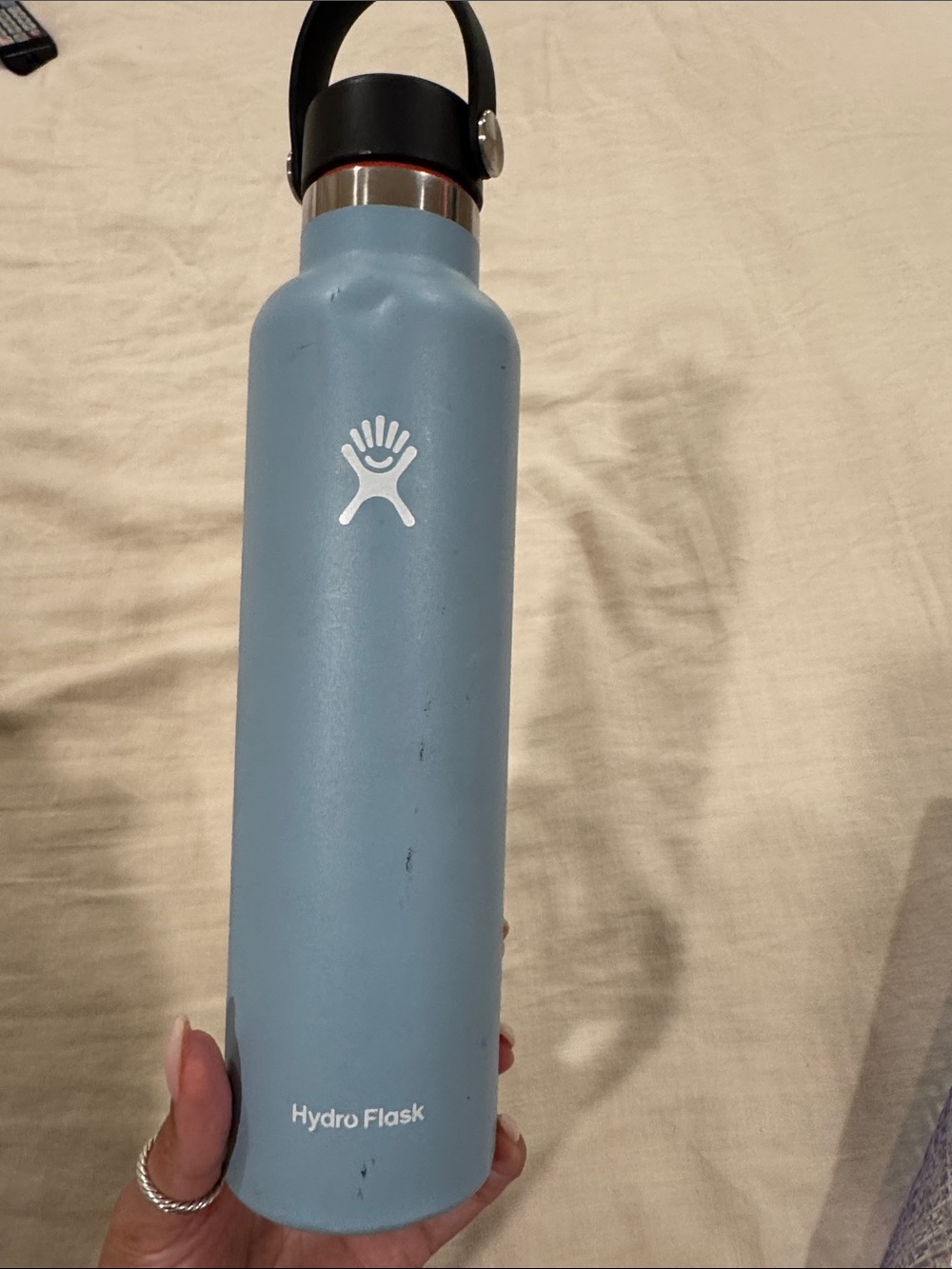 Hydro Flask Light Blue Insulated Water Bottle with Black Cap